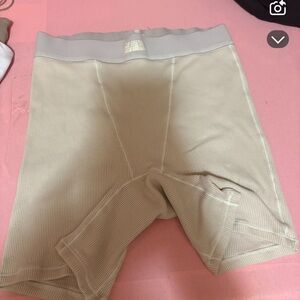 SKIMS Beige Ribbed Cotton Boxer